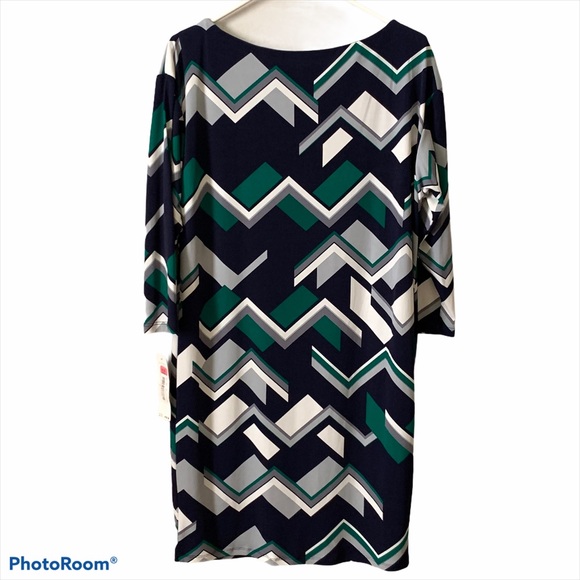 Ralph Lauren Dress Herringbone Geometric Blue 10 - Picture 3 of 3